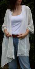 Load image into Gallery viewer, Embroidered Floral Boho Kimono with Cut Away Trim