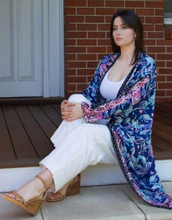 Load image into Gallery viewer, Chic, Versatile Duster in Blue & Pink Paisley