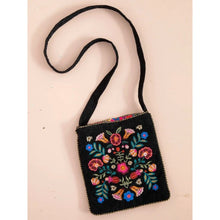 Load image into Gallery viewer, Embroidered Crossbody Bag in Black Folk Flower
