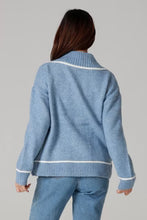 Load image into Gallery viewer, Denim Blue Rib-Knit Double-Breasted Jumper Jacket
