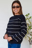 Navy & White Stripe Knit Boatneck Jumper