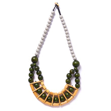 Load image into Gallery viewer, Compartmental Statement Necklace in Olive By Rare Rabbit
