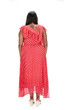 Load image into Gallery viewer, Pink &amp; Red Abstract Print Pleated Maxi Dress
