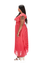 Load image into Gallery viewer, Pink &amp; Red Abstract Print Pleated Maxi Dress
